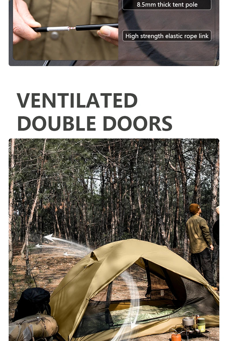 BISINNA Camping Tent 2 Persons Portable Waterproof Backpacking Tent Double-layer Outdoor Hiking Travel Camping Equipment
