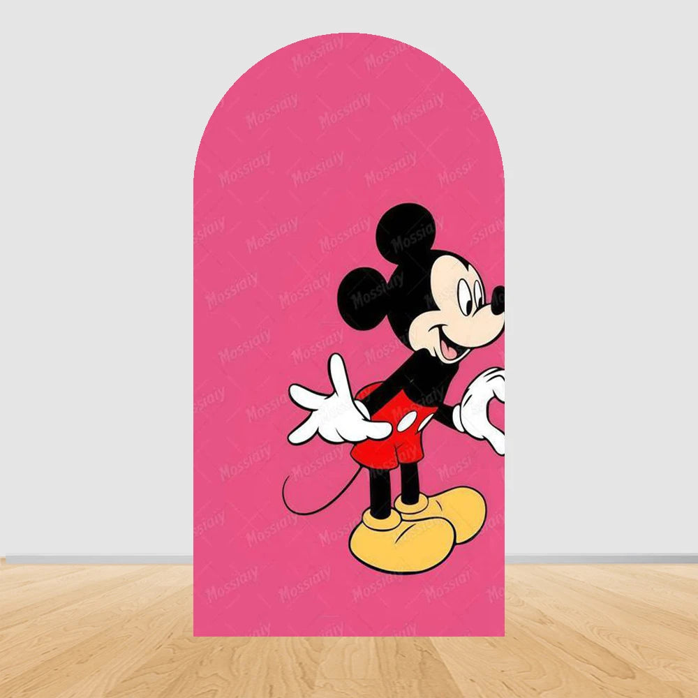 Pink Minnie Arch Background Cover Custom Dot Bow Minnie Photography Backdrop Girl Birthday Party Decoration Portrait Photo Props