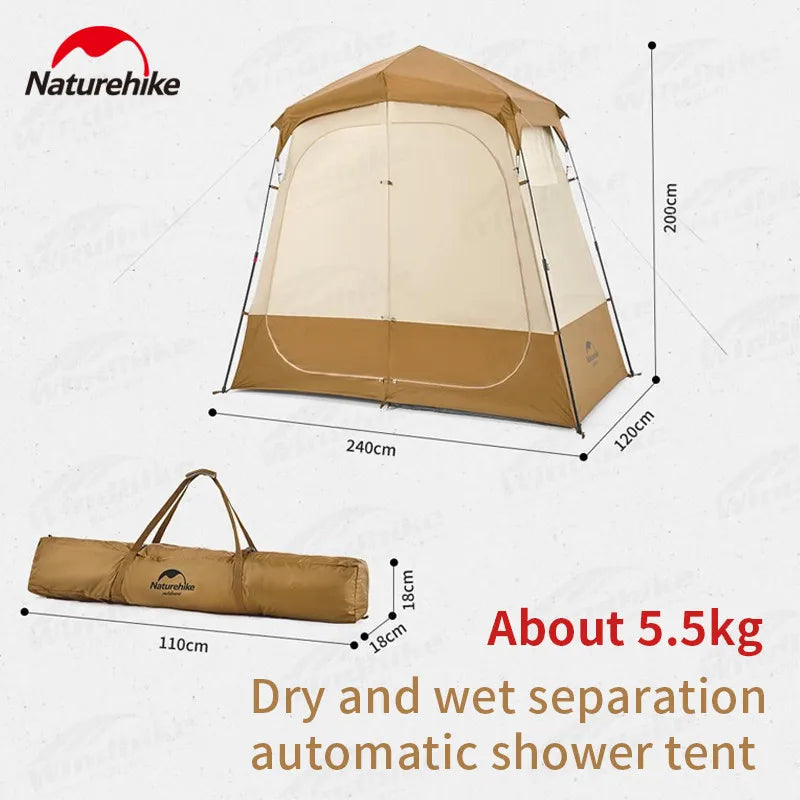 Naturehike Outdoor Automatic Shower Tent Dry Wet Separation Camping Travel Hiking Changing Shed Mobile Toilet Bathroom Portable