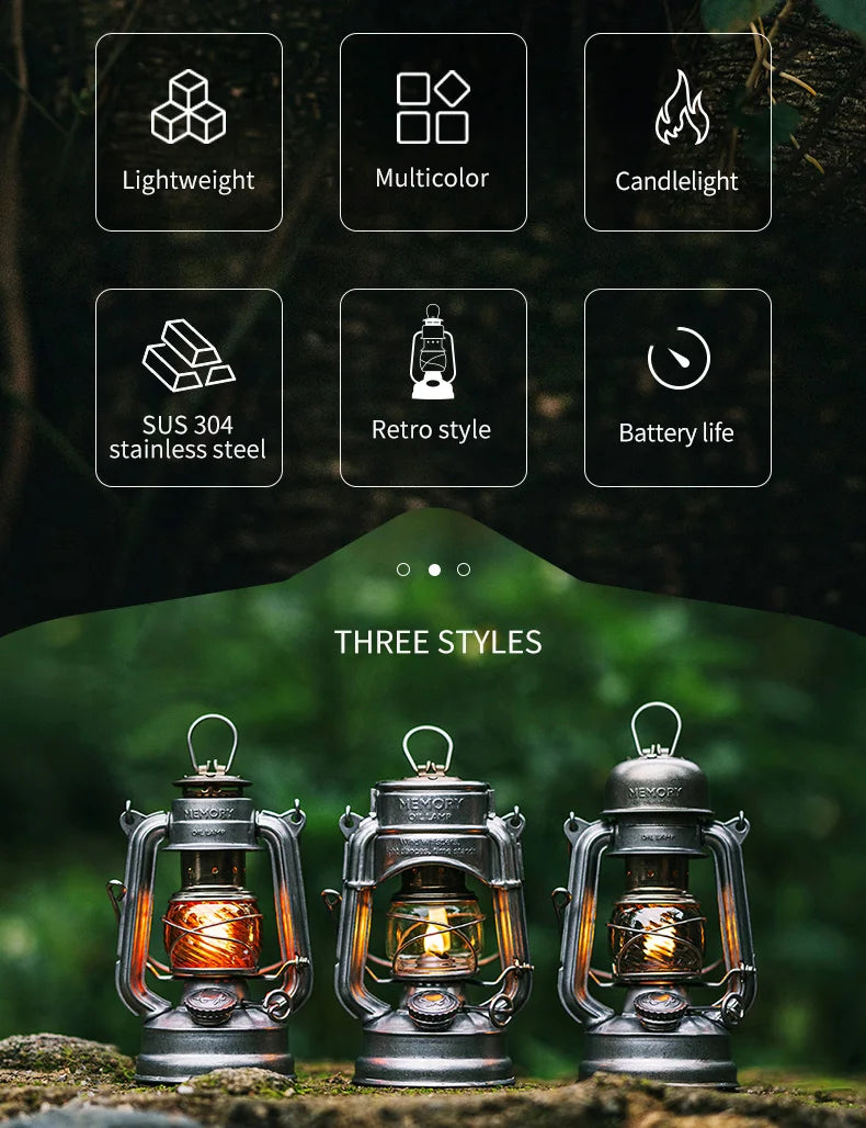 Oil Lamp Outdoor Portable Mini Camping Lantern Emotion Retro Lights for Hike Picnic Backpack Camping Supplies
