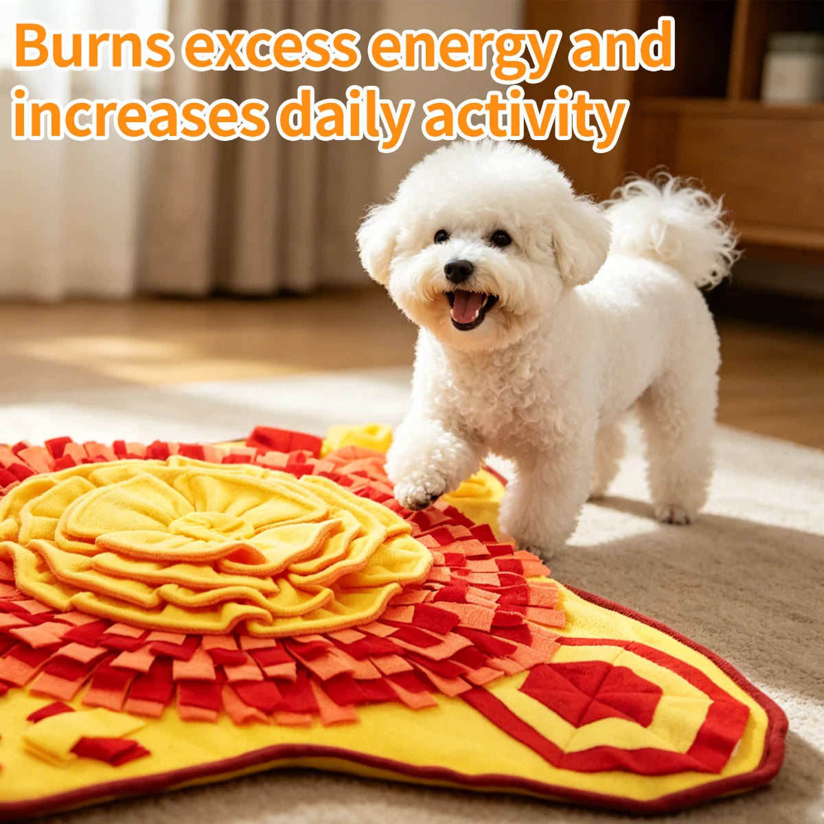 Washable I YAN dog snuffle mat with colorful fabric strips for scent training and slow feeding for cats and dogs.