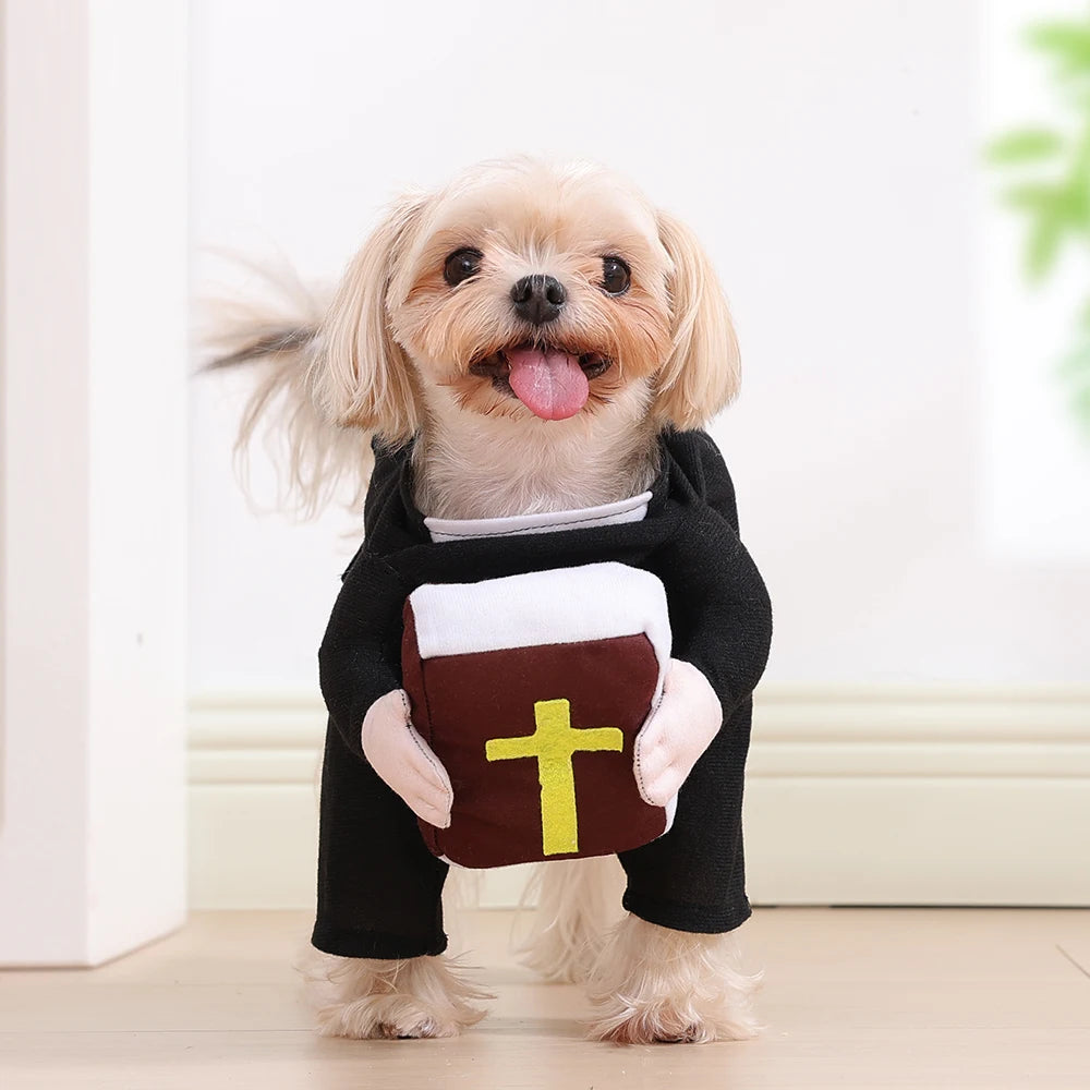 Funny Halloween Dog Cosplay Clothes Christ Jesus Dress Up Party Costume for Small Medium Dogs Cats Yorkies Chihuahua Pet Outfits