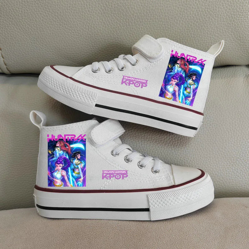 Children Casual Sneakers Girls' High-Top Canvas Shoes KPop Demon Hunters New Student Running Kids basket Shoes Rumi Tennis Shoes