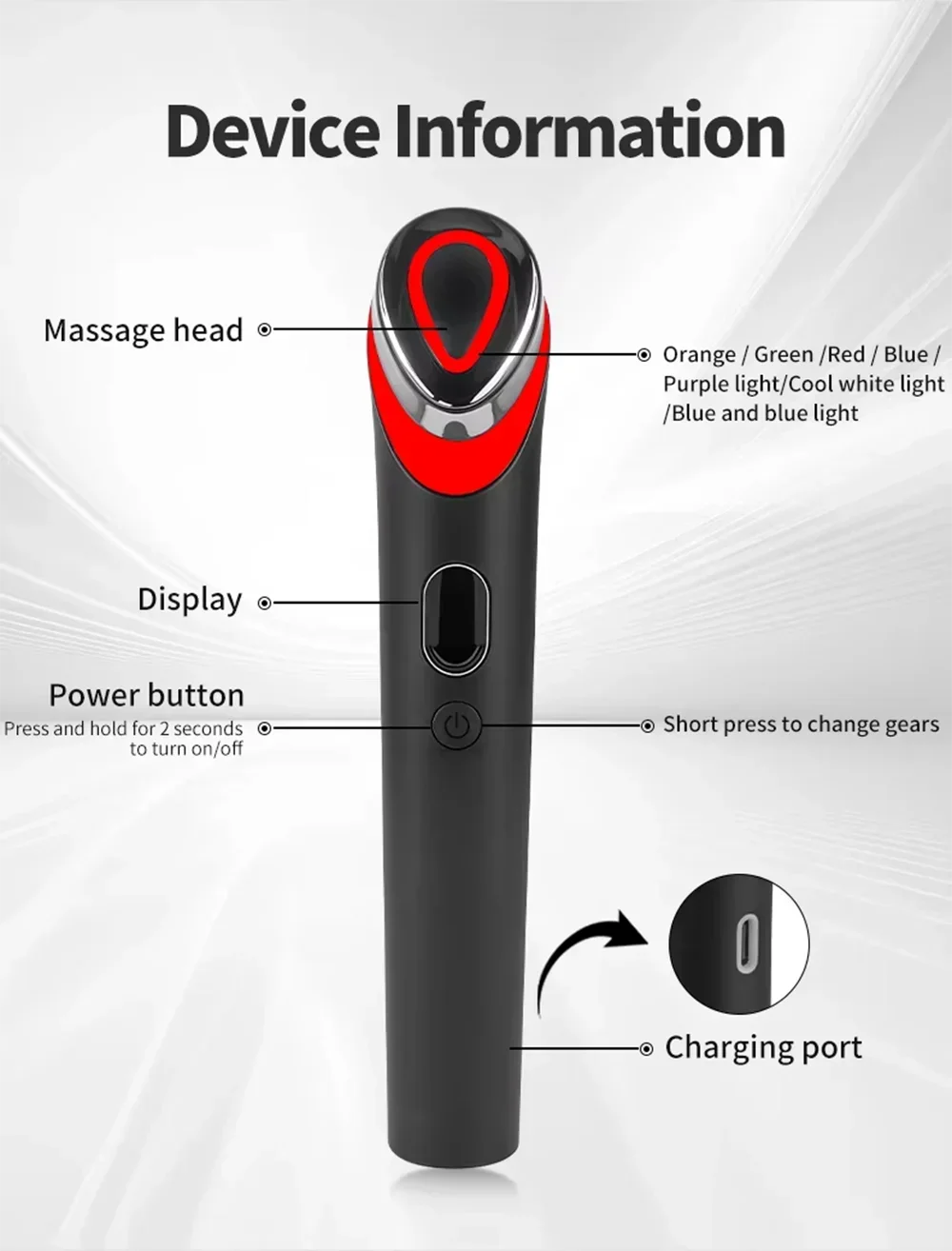 NEW 7 Colors Booster Pro LED Facial Light Therapy, Eye Beauty Wand, Red Light Eye Massager, Skincare and Blue Rejuvenation Tool