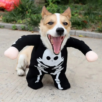 Glow-in-the-Dark Dog Skeleton Halloween Costume – Funny Pet Outfit