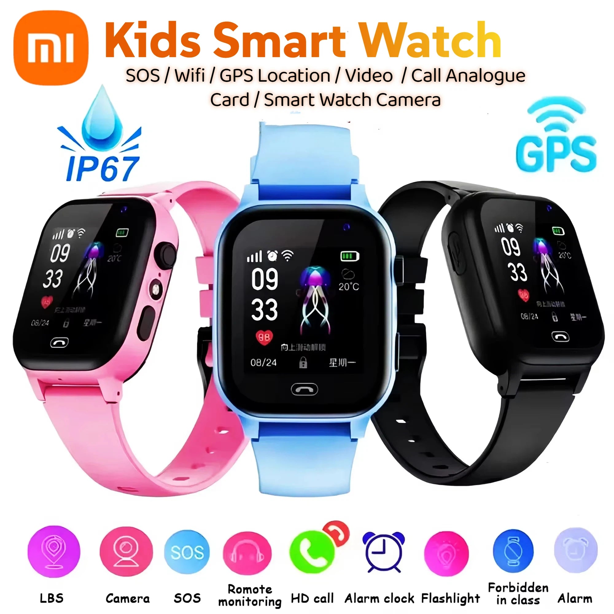 Kids Smart Watch 5G Multifunctional Waterproof IP57 SOS GPS Camera Call Sim Card Child Gifts Sport Watches Tracker 2026