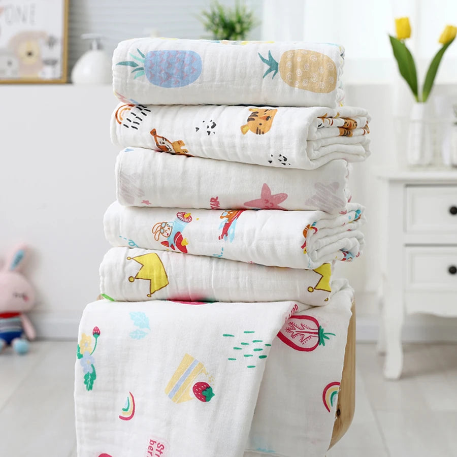 Baby Bath Towel Newborn Bathrobe 4-Layer Pure Cotton Gauze – Soft Swaddle Blanket & Washcloth for Boys & Girls - I YAN