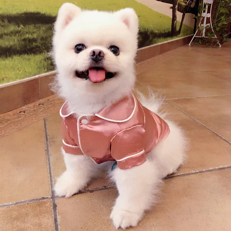 Soft silk French Bulldog pajamas for small dogs and cats, I YAN pet shirt featuring comfortable, stylish dog and cat sleepwear.