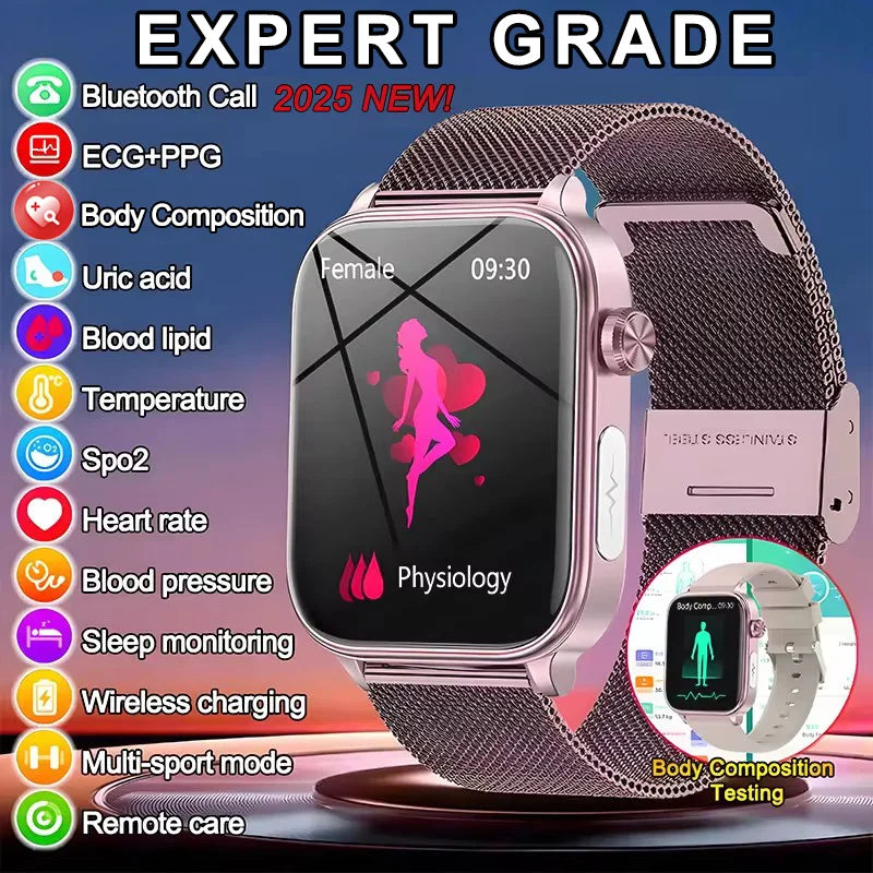 ECG+PPG Monitoring Smart Watch Women Blood pressure Blood Lipid Uric Acid Women Menstrual Health Tracker Smartwatches