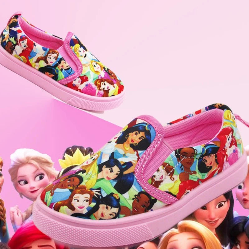 Disney Children's Casual Canvas Shoes Lazy Cartoon Priness Children's Student's Girls' Pink Comfortable Shoes Size 26-31