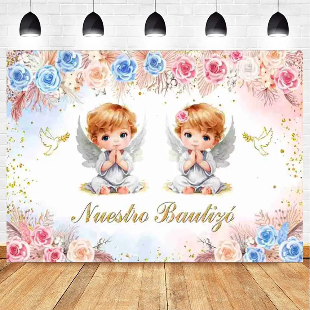 My First Communion Theme God Bless Boy Girls Party Decoration Supplie Grail God Bless Baptism Christening Baby Shower Background