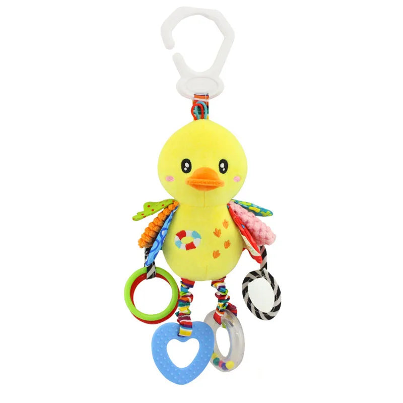 Soft plush giraffe and zebra handbells with rattles and teether, ideal infant baby development toy for newborn gifts.