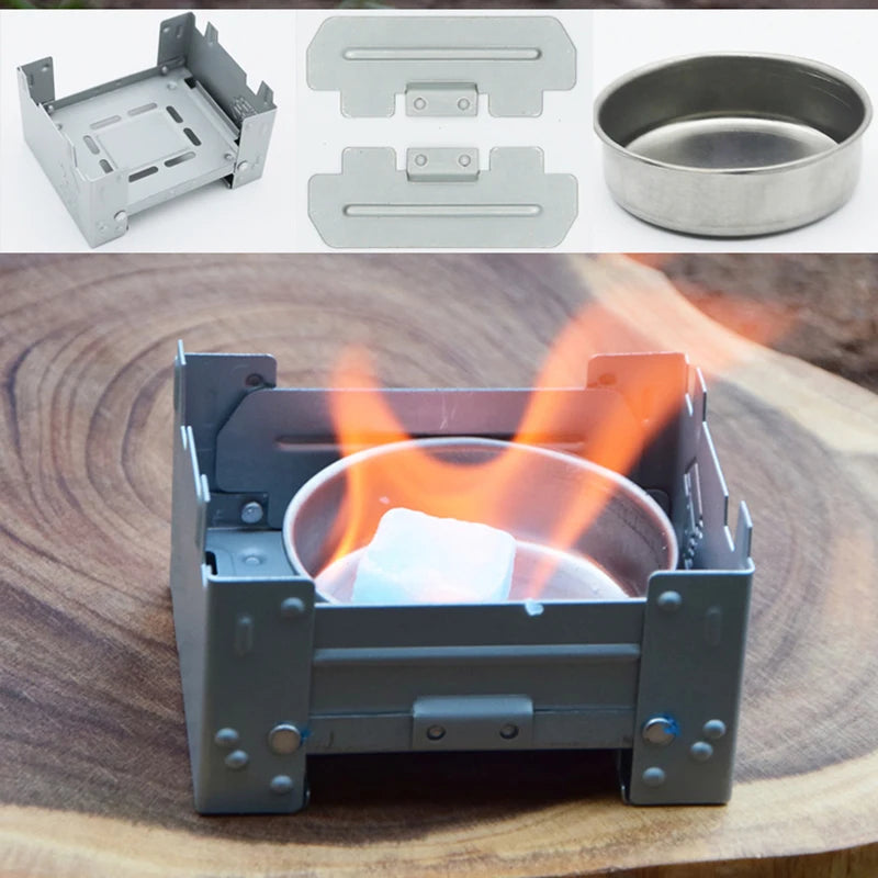 1set Camping Solid Fuel Alcohols Stove Portable Foldable Alcohol Burner Camping Equipment Hiking Picnic Cooking Supplies고체연료