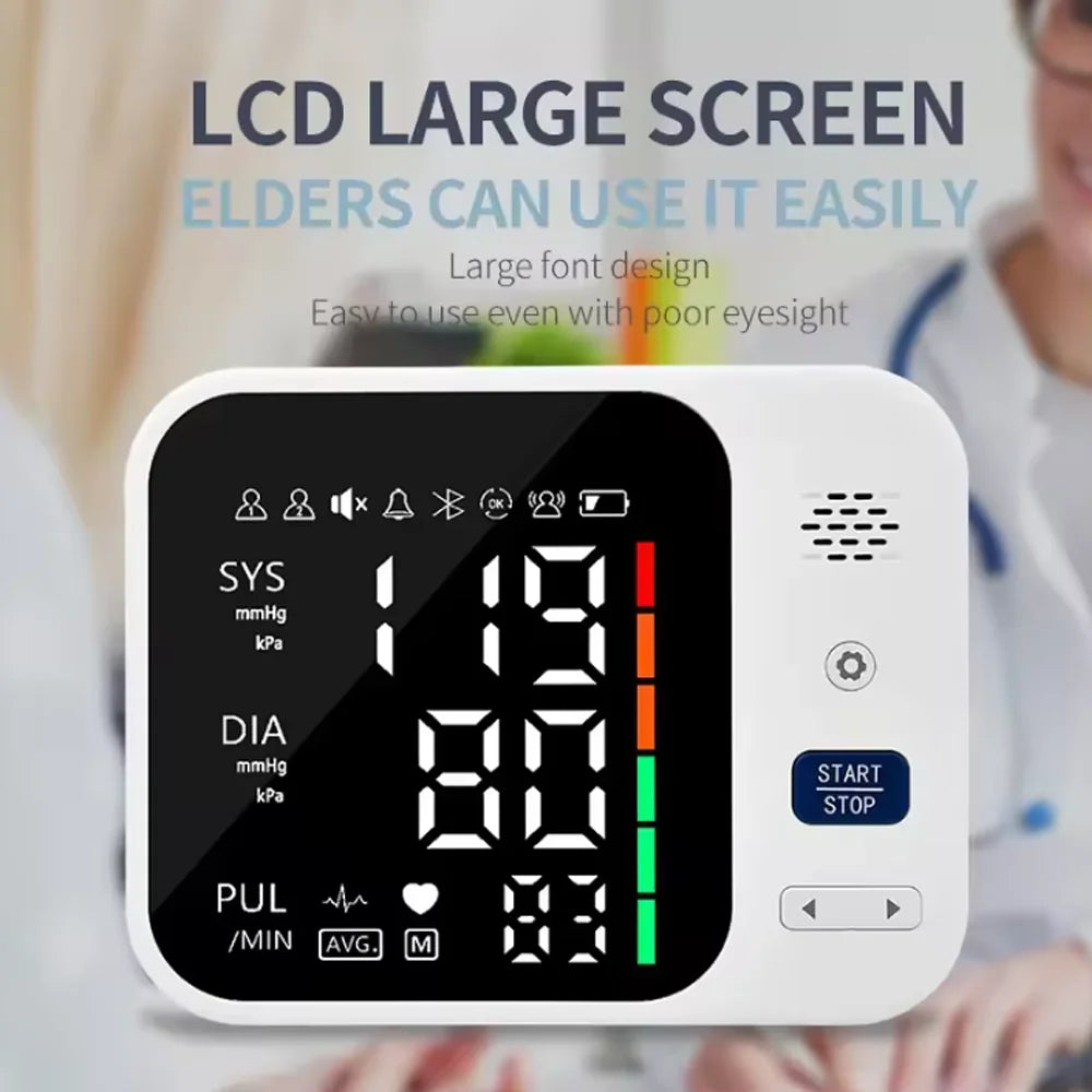 Rechargeable Blood Pressure Monitor Upper Arm BP Measure Device Automatic Tonometer Tensiometer Digital Health Sphygmomanometer