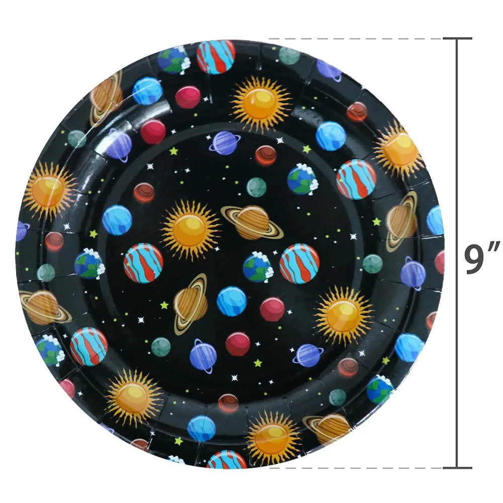 10/50pcs Outer Space Party Tableware Disposable Paper Plates  Space Themed Galaxy Party Kids Birthday Party Decoration Supplies