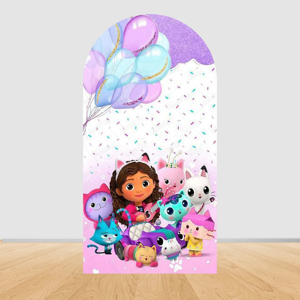 Colorful Gabby Dollhouse Arch Backgrounds Children Birthday Party Decoration Photography Backdrop Photo Studio Shoot Supplies