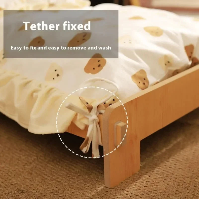 Solid Wood Cat Bed Dog Bed Removable Mat Washable All Season Universal Cat Nest Dog House Pet Supplies Pet Bed Within 7kg
