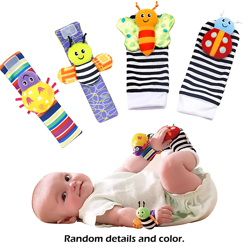 Baby Early Sensory Toys Cartoon Wrist Ring Socks Bed wrapping, bed hanging, soothing cloth toy, sleep soothing towel Baby Rattle