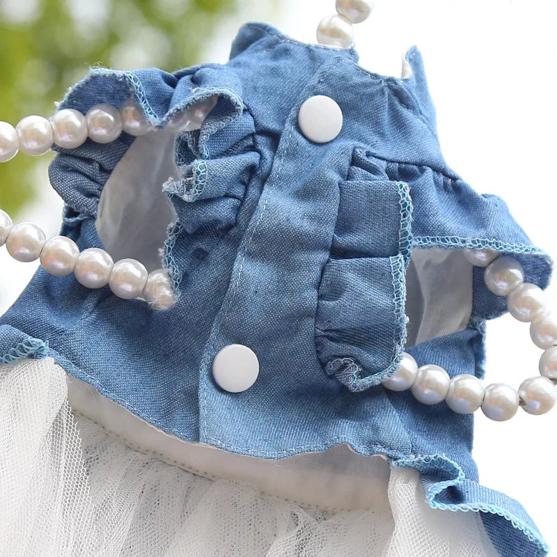 Denim Sphynx Cat Dress Skirt Summer Girl Female Pet Clothes for Cats Gotas Kitten Garfield Dresses mascotas Costume Dog Clothing