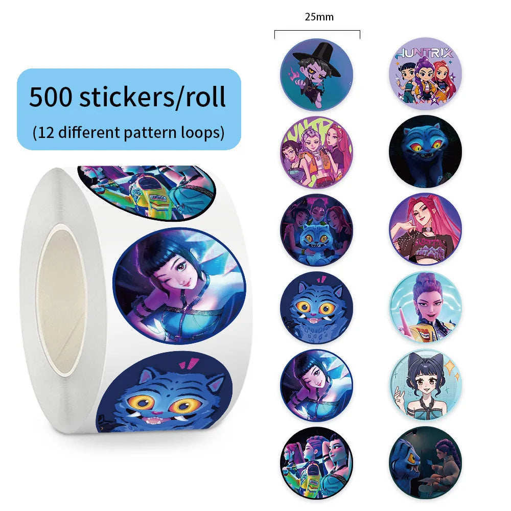 500Pcs Tiger Theme Anime KPop Stickers Roll DIY Waterproof Decals for Scrapbook Phone Luggage Skateboard Laptop Decor