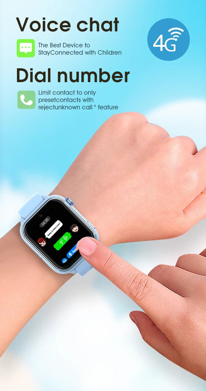 Wonlex KT37 Kids Smart Watch AI Voice Assistant GPS WiFi Location Tracker SOS Alert Video Call WhatsApp Smart Watch for Children