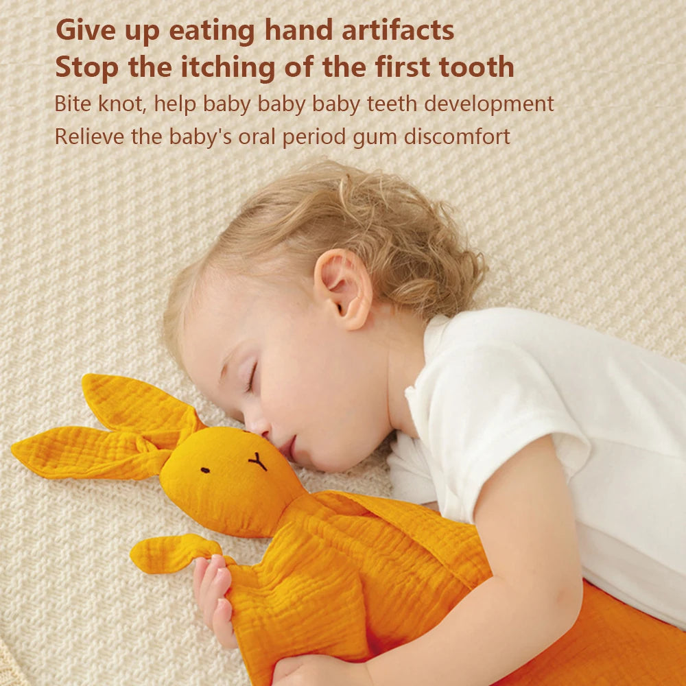 Soft baby cotton muslin comforter blanket from I YAN, featuring a plush sleeping doll and gentle design for newborns.