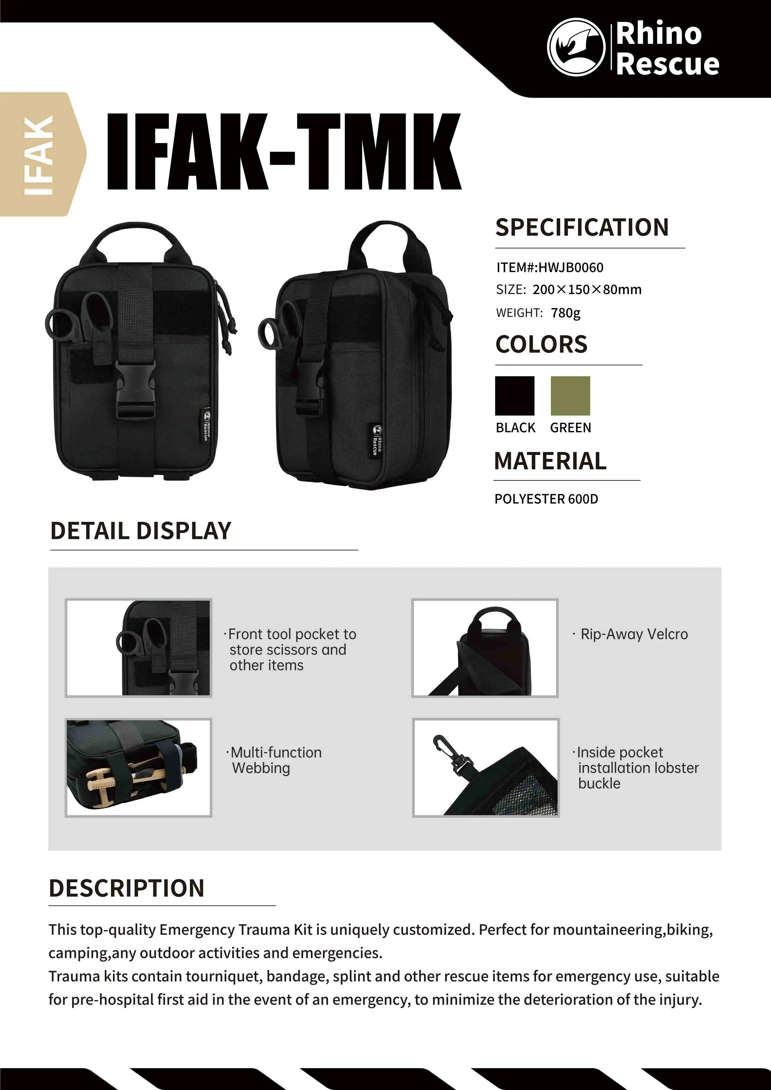 First Aid Survival Kit IFAK Pouch Supplied Camping Kit with 20 EMT Items For Emergency Outdoors