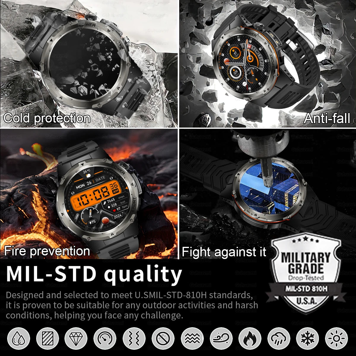 NEW Top Popular Outdoors GPS tracker Sports Smart Watch Men 500mAh NFC HD Call IP68 depth waterproof Smart Watch T-REX3 Men