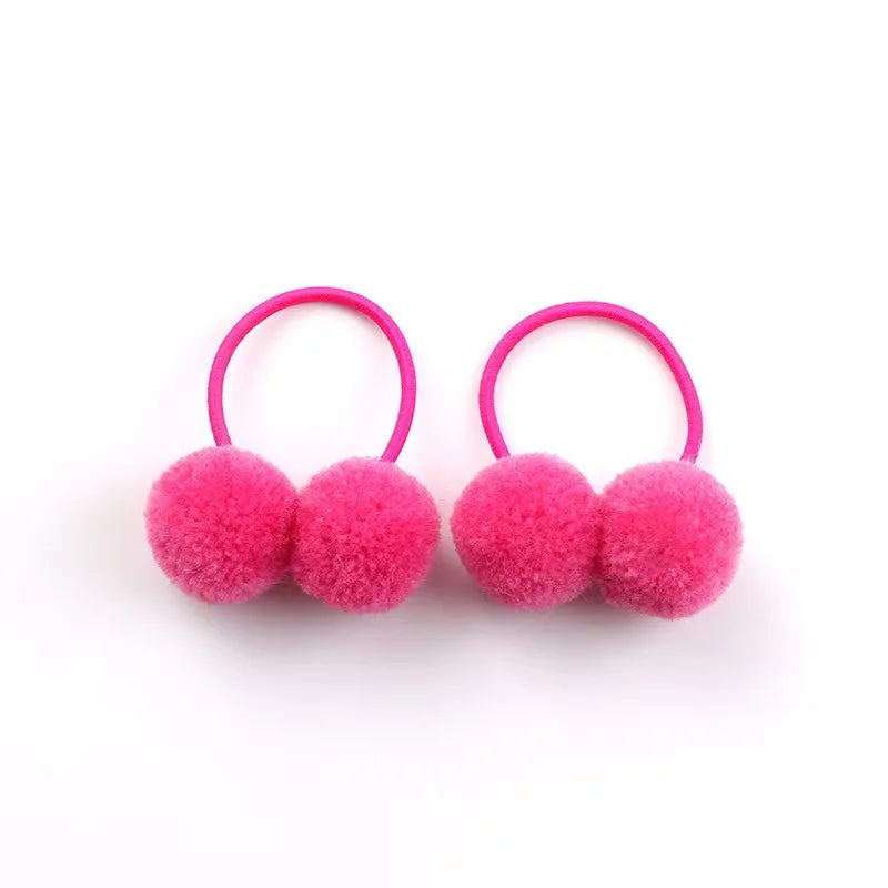5/10pcs New Dog Double Plush Elastic Solid Hair Ball Pets Grooming Bows for Small Dogs Cat Bows Dog Hair Accessories Wholesale