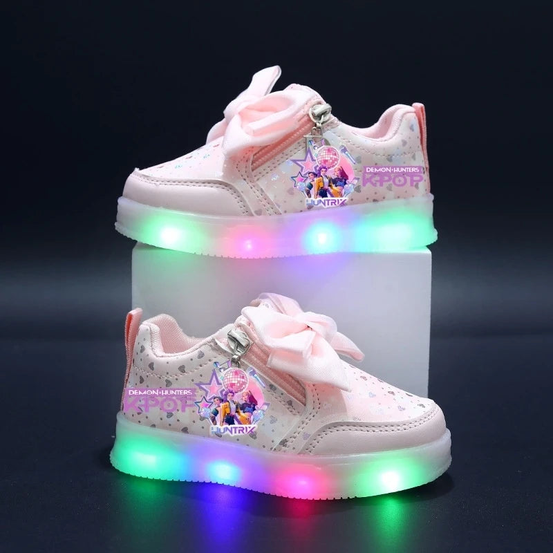 Hot Kpop Demon Hunter Children Led Shoes Boys Girls Lighted Sneakers Glowing Shoes Kid Sneakers With Luminous Sole Running Shoes