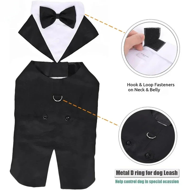 Cotton Large Dog Costume Detachable Two Pieces Dog Wedding Costume Black Dog Clothes Suit Dress Autumn Large Breeds Pet Products