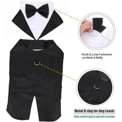 Cotton Large Dog Costume Detachable Two Pieces Dog Wedding Costume Black Dog Clothes Suit Dress Autumn Large Breeds Pet Products