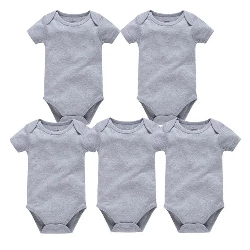 Set of Kavkas solid white short sleeve cotton baby bodysuits for boys and girls, newborn to 24 months, by I YAN.
