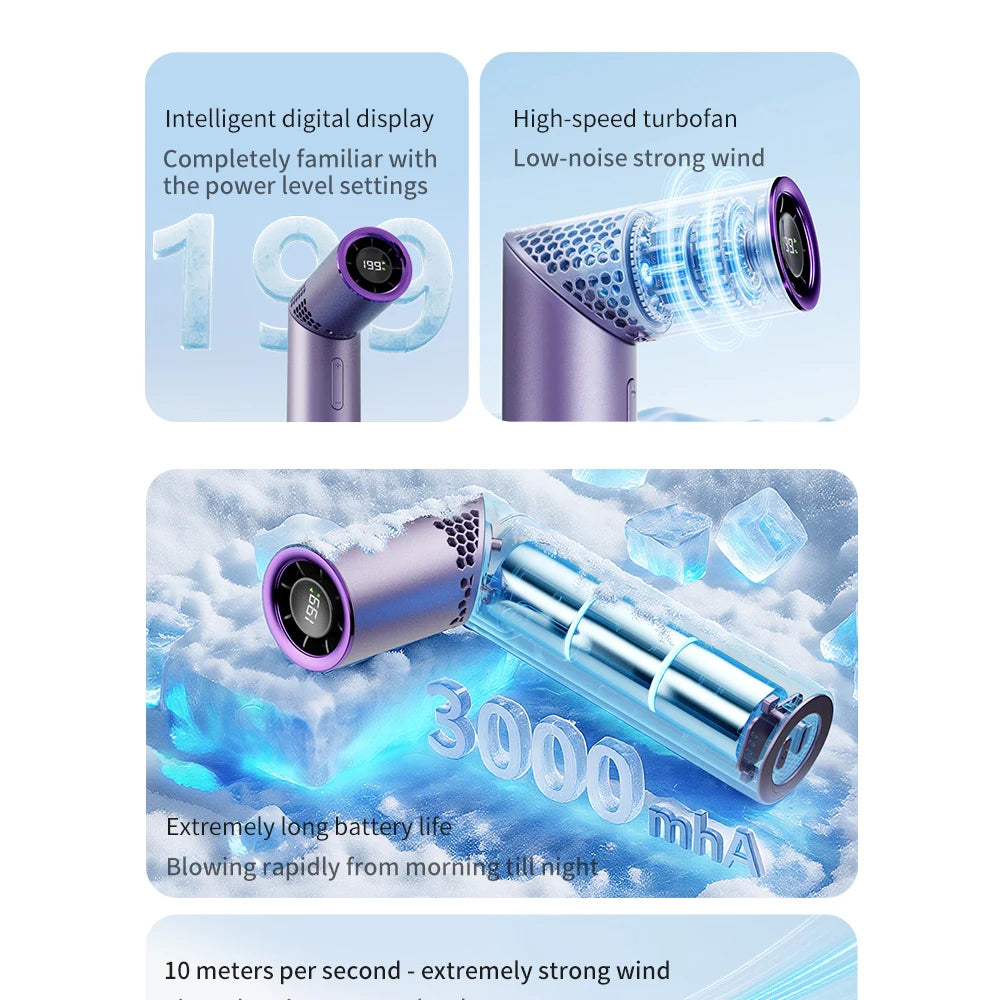 Foldable handheld small fan Outdoor mini high-speed with 199 levels portable USB charging foldable lipstick mini fan