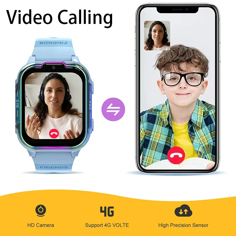 2025 New Kids GPS Smart Watch 4G Track Video Call Camera SOS – Waterproof LBS Location Tracker Smartwatch - I YAN