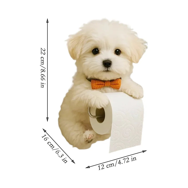New Crafts Statues Home Decor Cute Dog Tissue Holder Toilet Paper Holder Resin Decorations Pendant