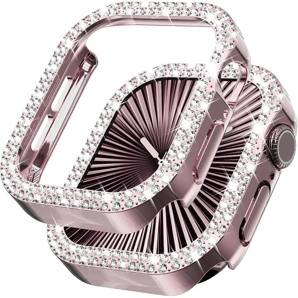 Bling Diamond Hollow Case for Apple Watch 46mm 42mm 40mm 41/44/45/49/41mm for iWatch Series 11 10 9 8 7 6 5 4 3 Protector Cover - I YAN