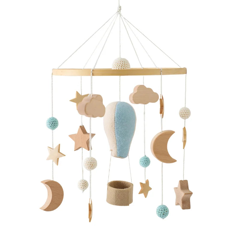 Wooden Baby Crib Mobile with Music Box – Bed Bell Hanging Rattle for Newborns 0-12M - I YAN