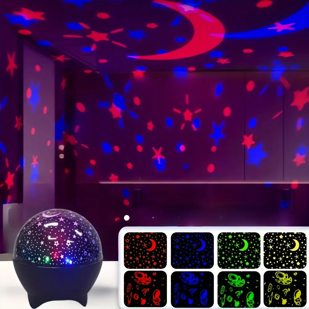 Star Projector Night Lights for Kids Starry Sky Moon Effect Atmosphere Light 360° Rotation for Bedroom Party Decor Birthday Gift