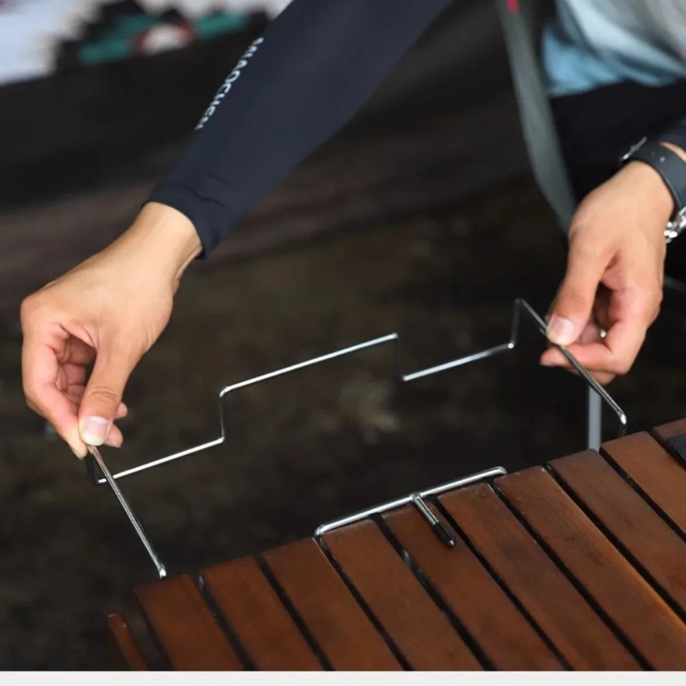 Portable Stainless Steel Camping Trash Holder - Foldable Table Stand for Picnic, BBQ & Outdoor, Eco-Friendly Garbage Bag Rack