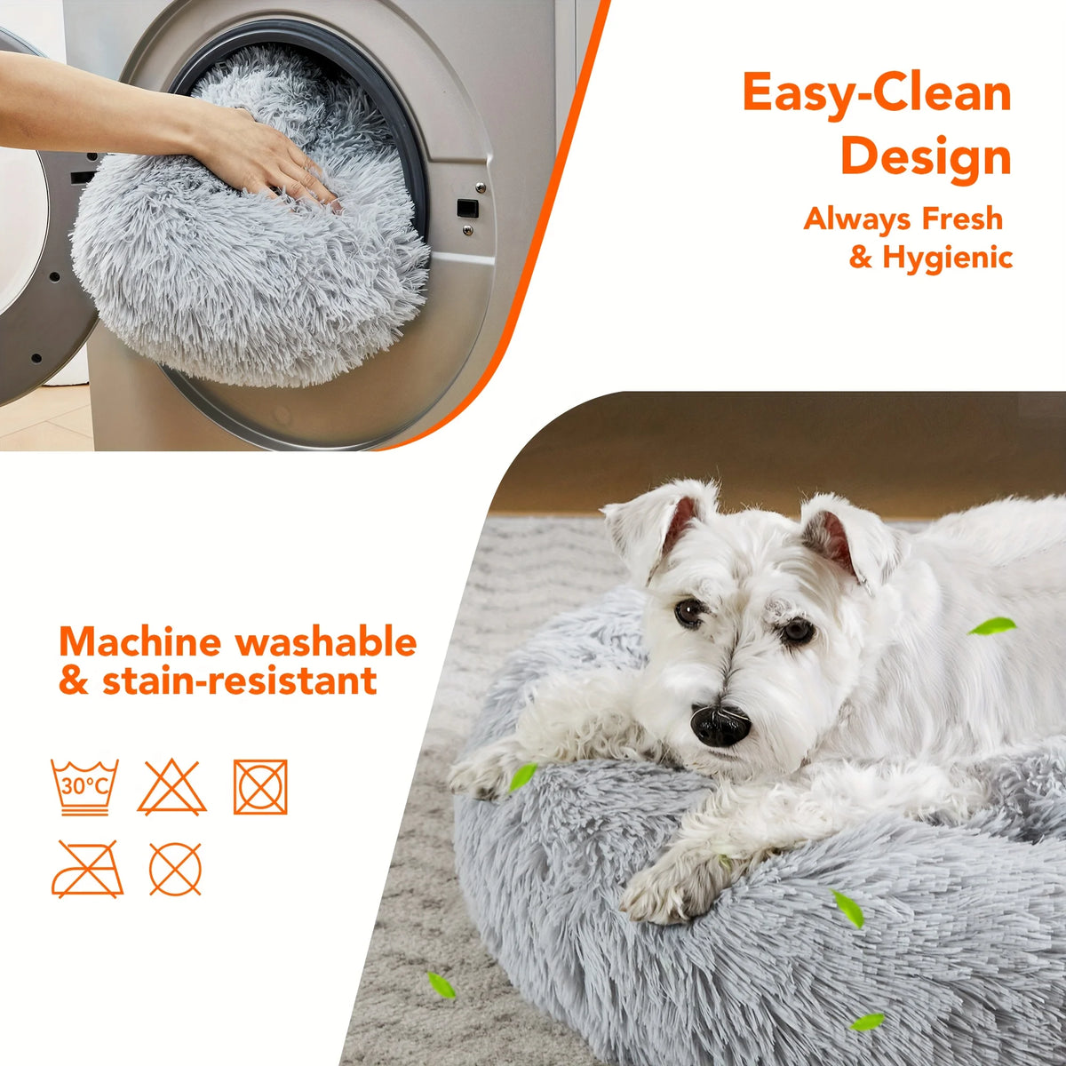 Soft donut washable dog bed for small dogs and cats by I YAN, lightweight with a non-slip base and machine-friendly fabric.