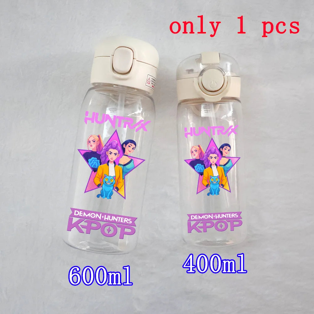 400ML-600ML Animated Movie K-Pop: Demon Hunters HUNTR/X Plastic Large Capacity Water Cup Bottle Gourde Drinking Bottle Gifts
