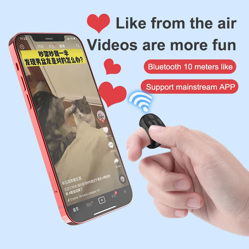 Wireless Bluetooth selfie remote control ring for mobile phones, compatible with Xiaomi and Apple devices, by I YAN.