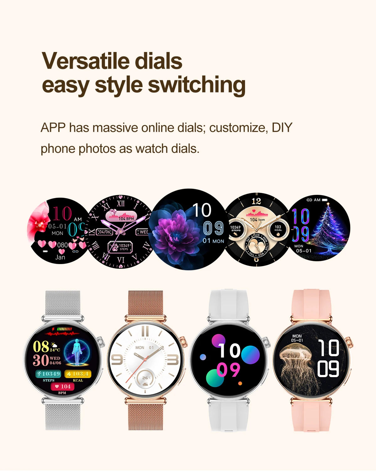 2026 New Women AI Smart Diagnosis Smart Watch HRV+ECG Uric Acid Blood Oxygen Health Monitor IP68 Waterproof Sports Smartwatches