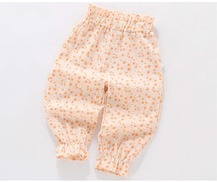 Baby Girls Early Autumn Pants New Cartoon Printed Kids Baby Girls Harem Pants Elastic Waist Soft Casual Toddler Girls Trousers