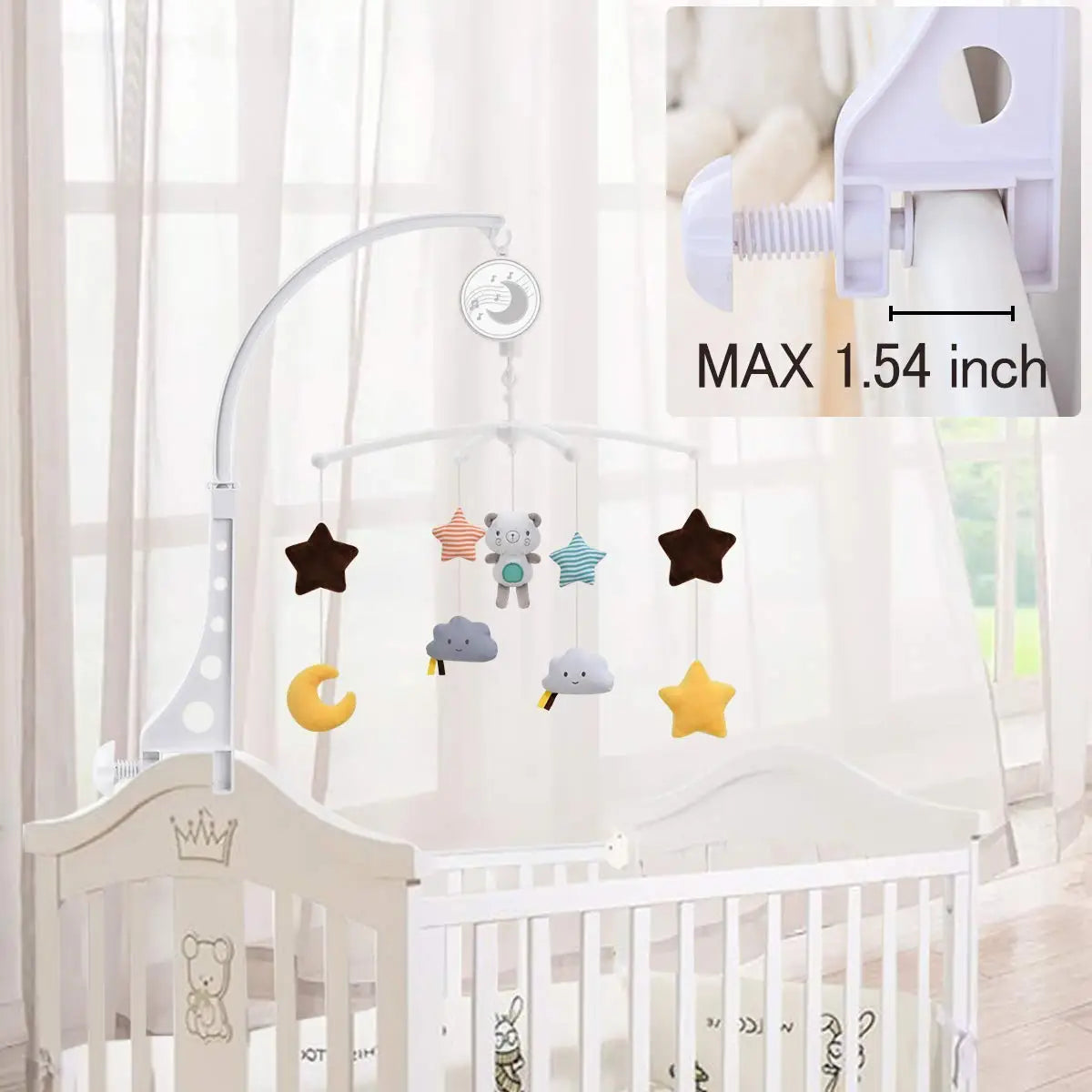 Baby Crib Mobile with Music & Rattles – Educational Toy for Newborns 0-12M - I YAN