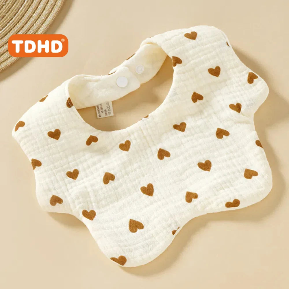 TDHD 3PCS Cotton Gauze Baby Feeding Bibs Summer Soft Petal Baby Printed Drooling Towel Newborn Toddler Baby Burp Cloth Children'