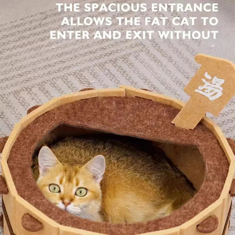 Soft, sturdy felt cat nest from I YAN, a semi-enclosed pet bed ideal for sleeping and claw sharpening in all seasons.