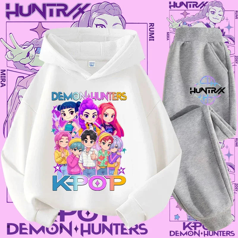 K-Pop Devil Hunter Kids Tracksuit Set – Soft Breathable Hoodie & Pants Girls & Boys Ages 4-13 - I YAN