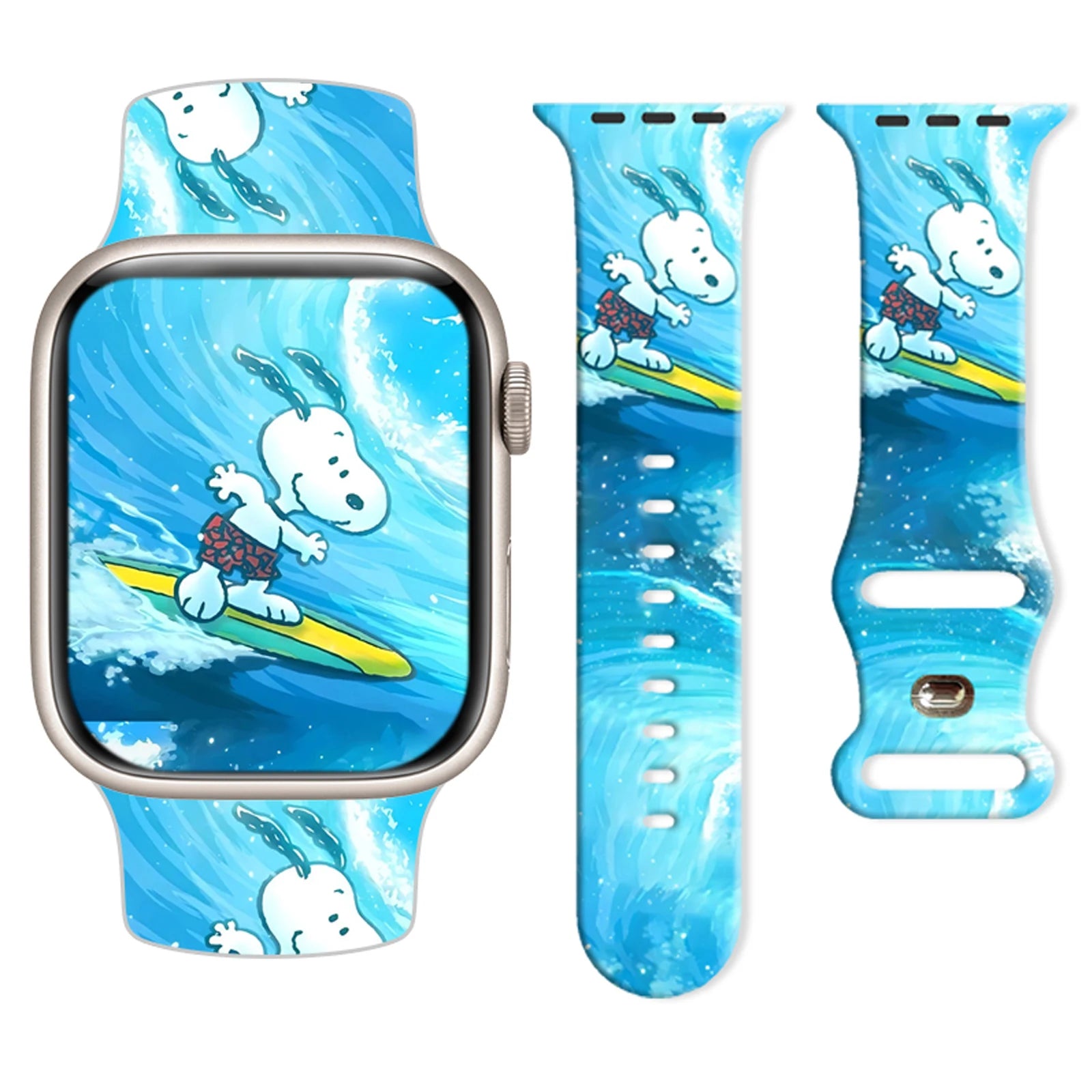 Beach Snoopy Printed Strap for Apple Watch 11 10 9 Silicone Band Replaceable Bracelet for iWatch 46mm 44mm 42mm 41mm Watchband